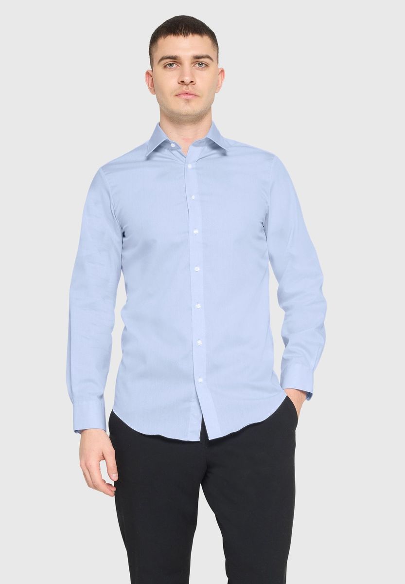 MANGUUN Businesshemd, Body Fit, Langarm, Kent-Kragen, Herren, blau, 38