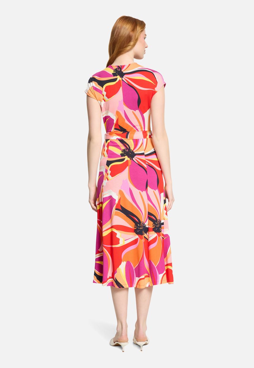 Midikleid mit V-Ausschnitt und Blumenprint