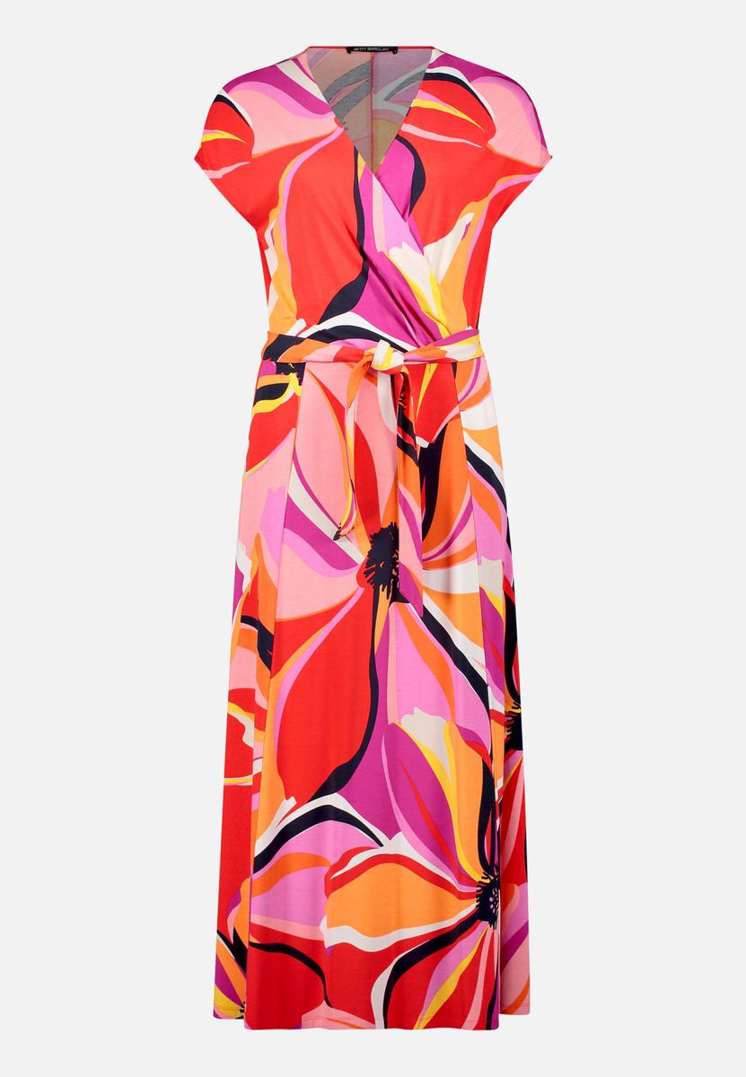 Midikleid mit V-Ausschnitt und Blumenprint