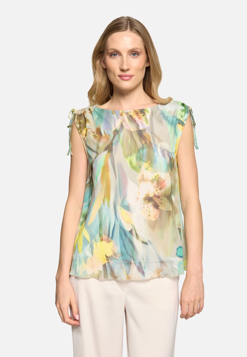 Mesh-Shirt mit Raffung