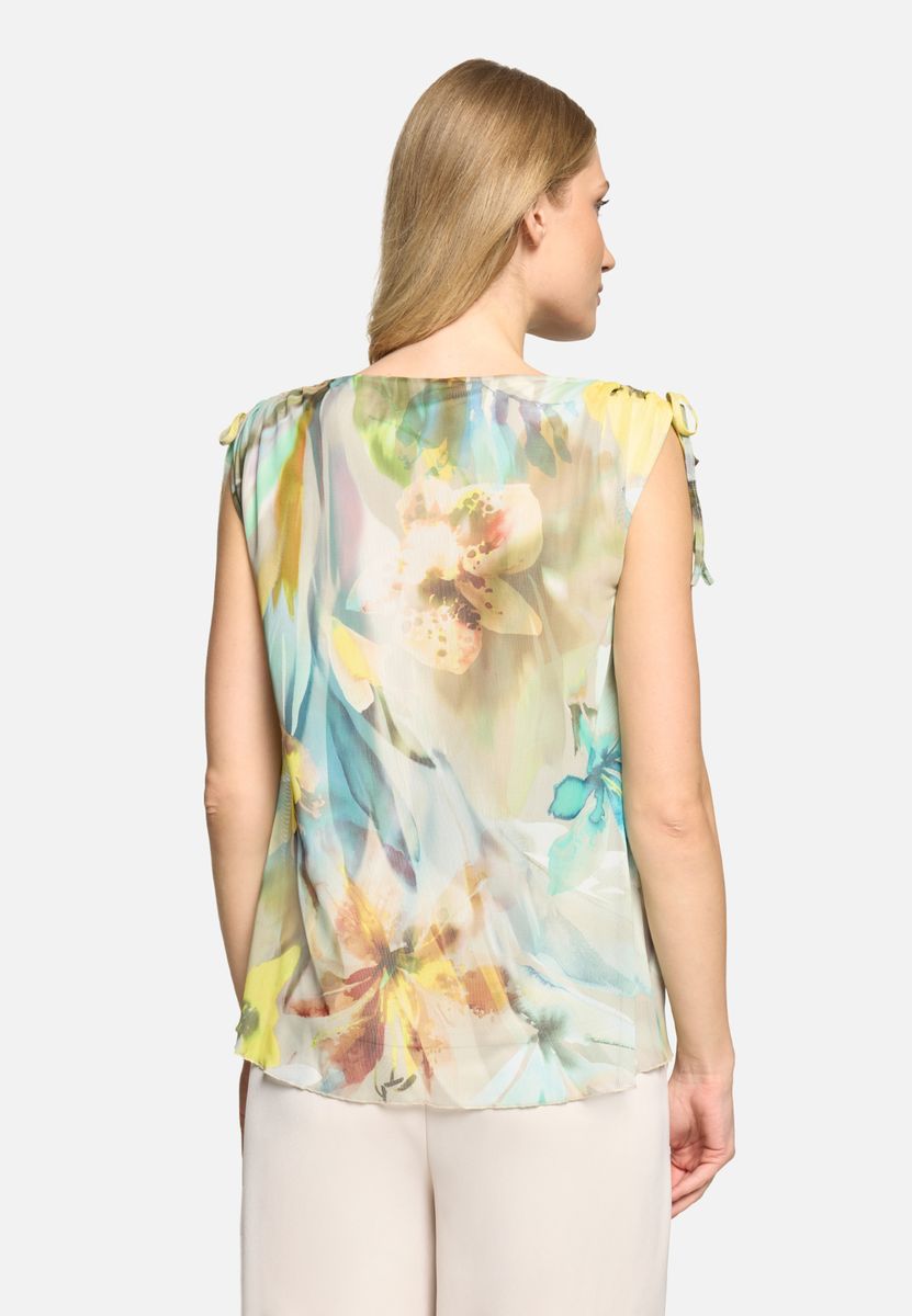 Mesh-Shirt mit Raffung