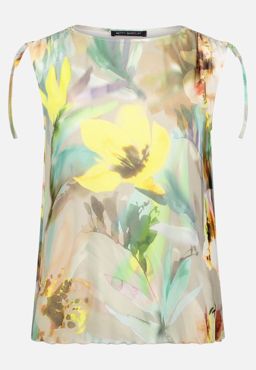 Mesh-Shirt mit Raffung
