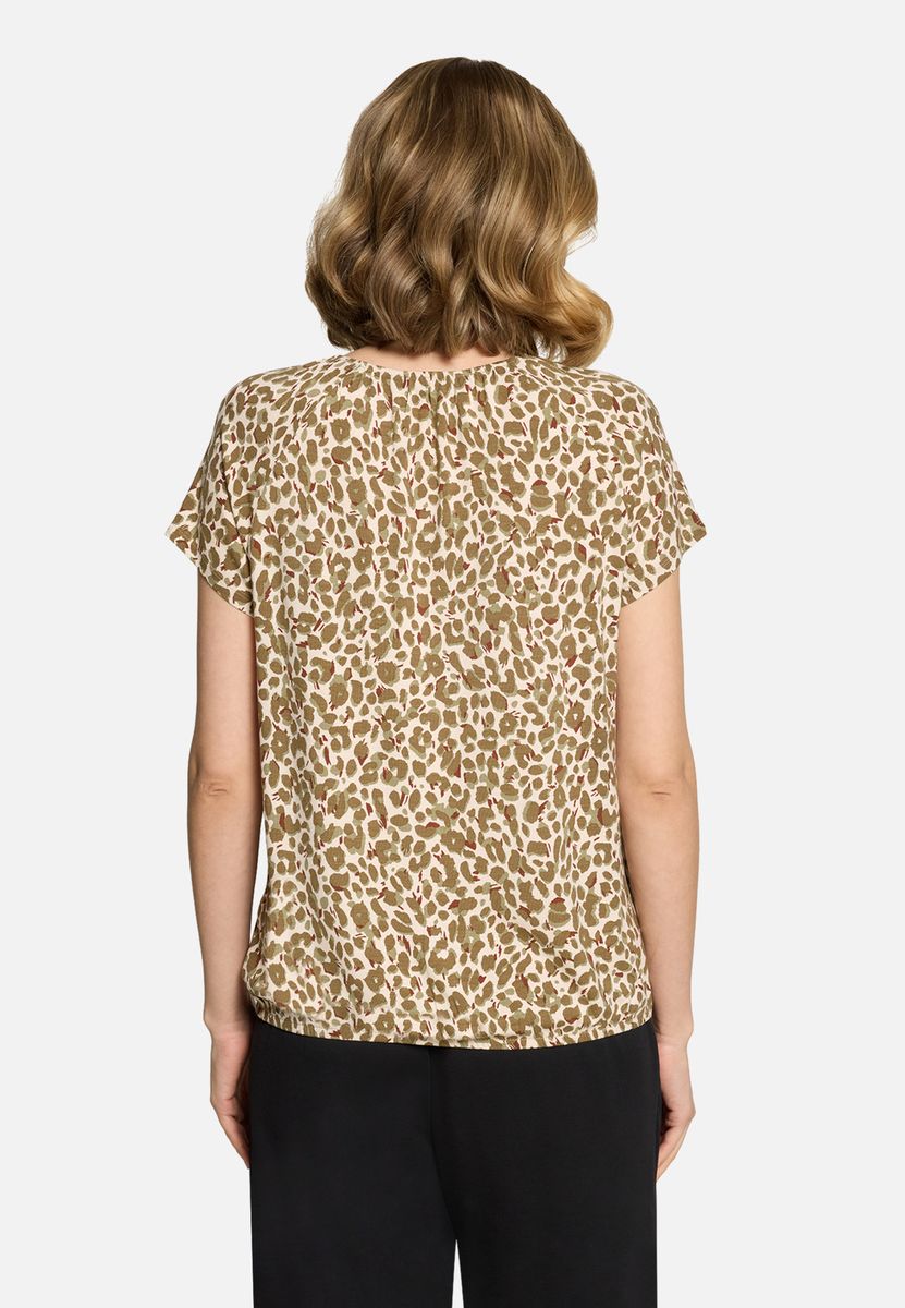 Leoprint-Shirt mit Glitzersteinen