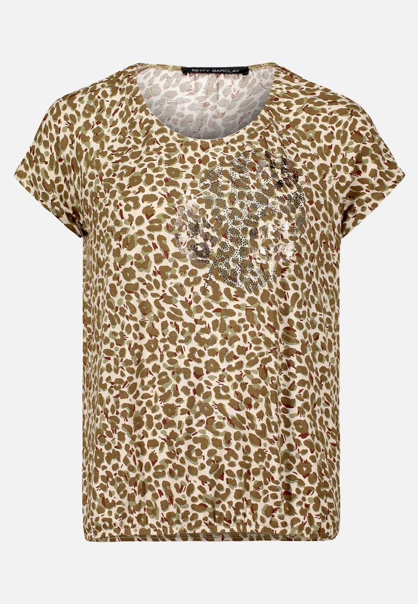 Leoprint-Shirt mit Glitzersteinen