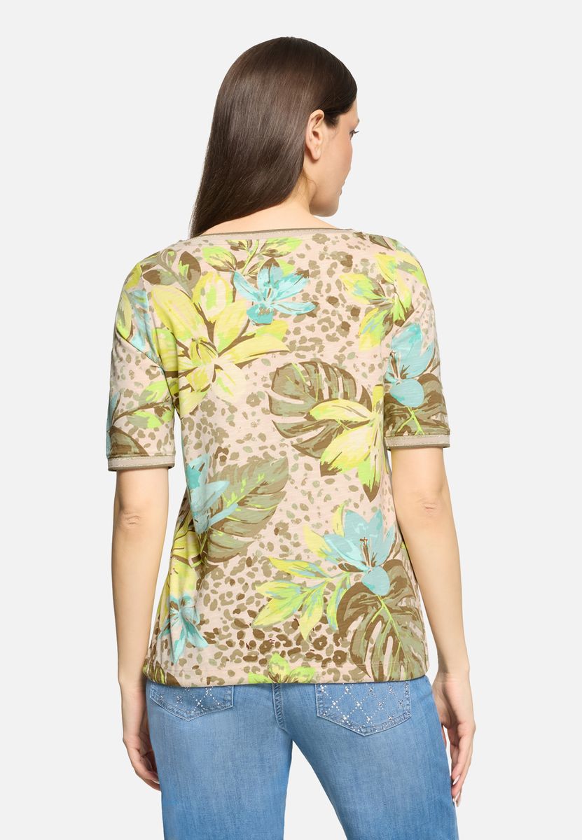 Shirt mit tropischem Blumenprint und Tunnelzug