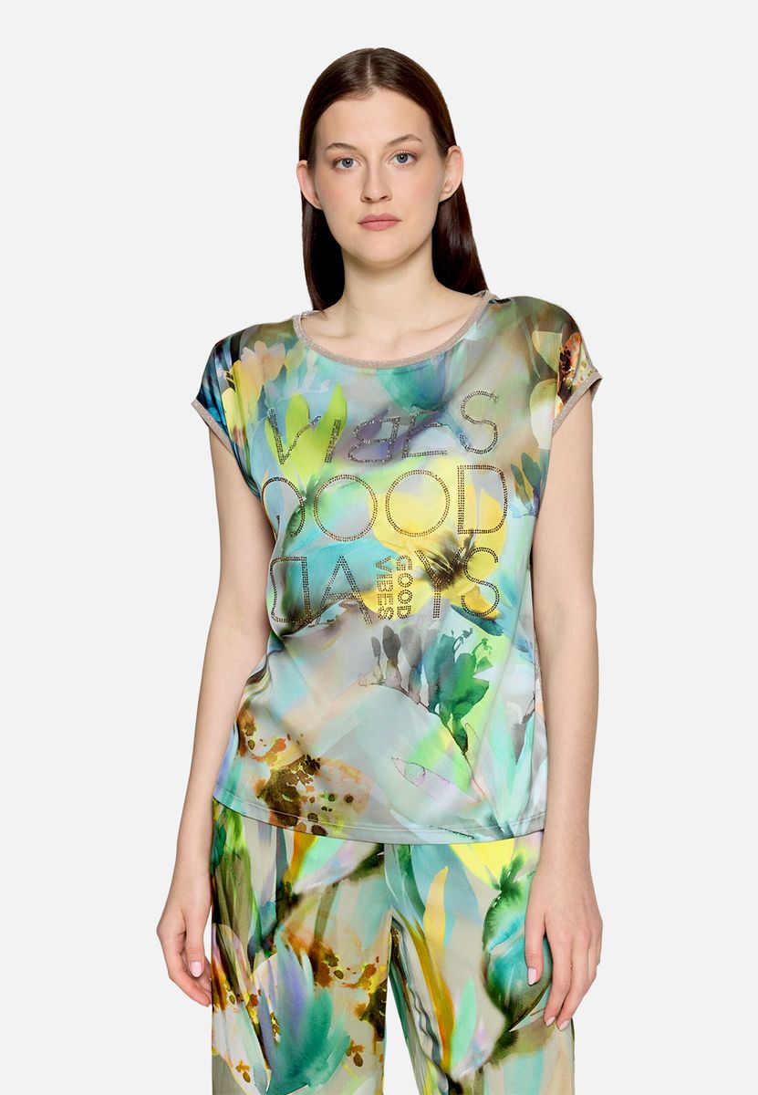 Florales Blusenshirt mit Strassverzierung