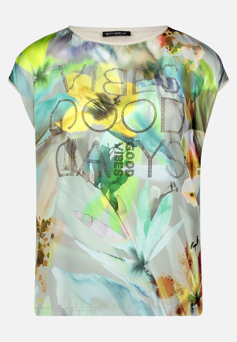 Florales Blusenshirt mit Strassverzierung