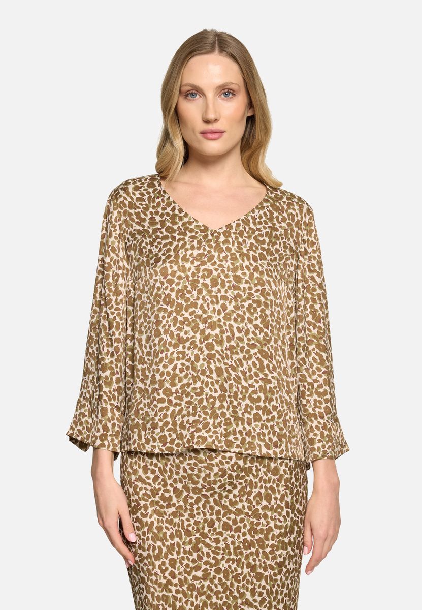 V-Ausschnitt Bluse mit Leoprint