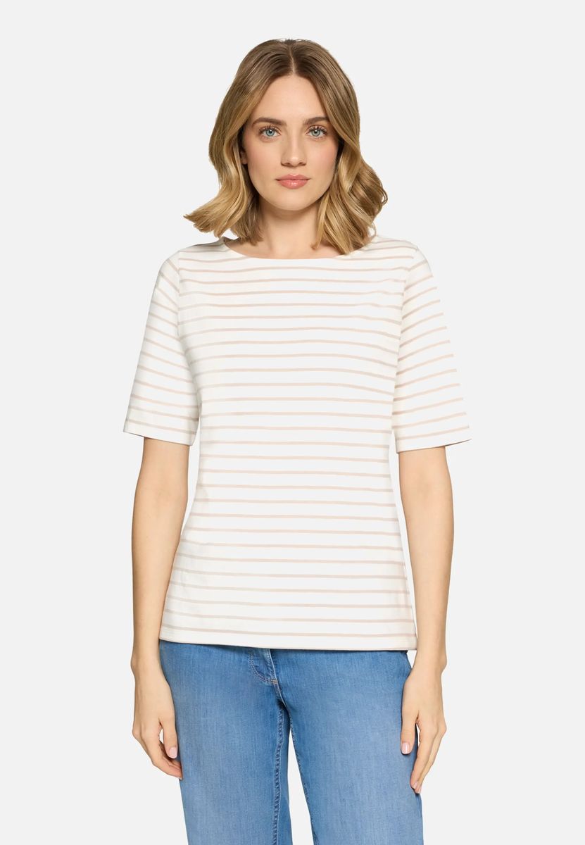 Gestreiftes Jersey-Top mit U-Boot-Ausschnitt