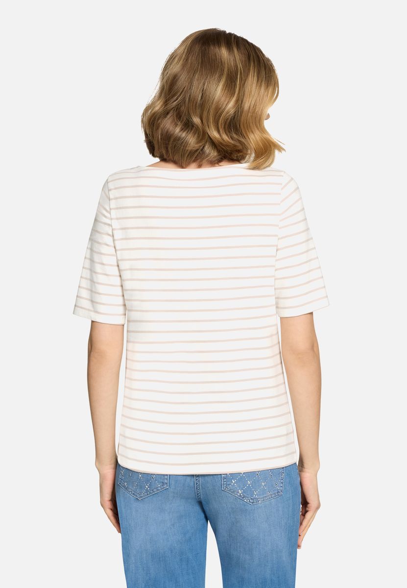 Gestreiftes Jersey-Top mit U-Boot-Ausschnitt
