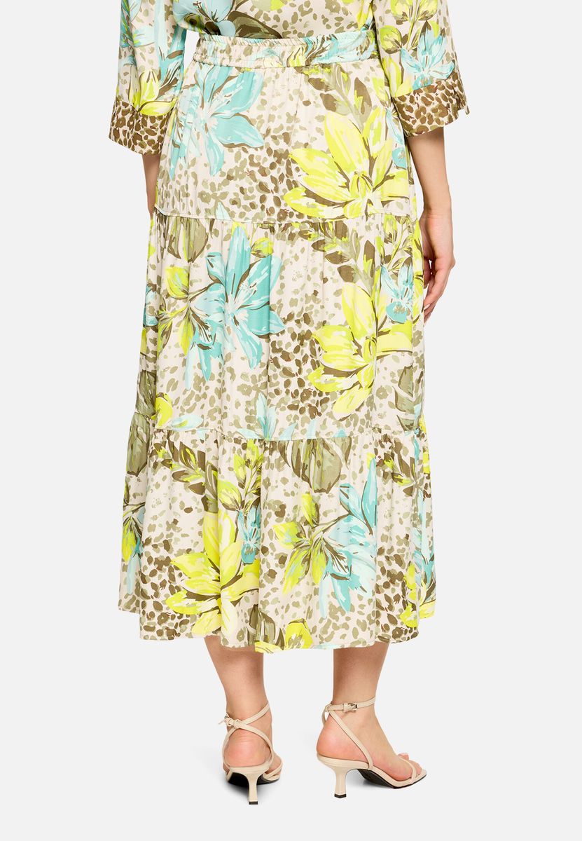 Stufenrock mit Blumen- und Leopardenprint