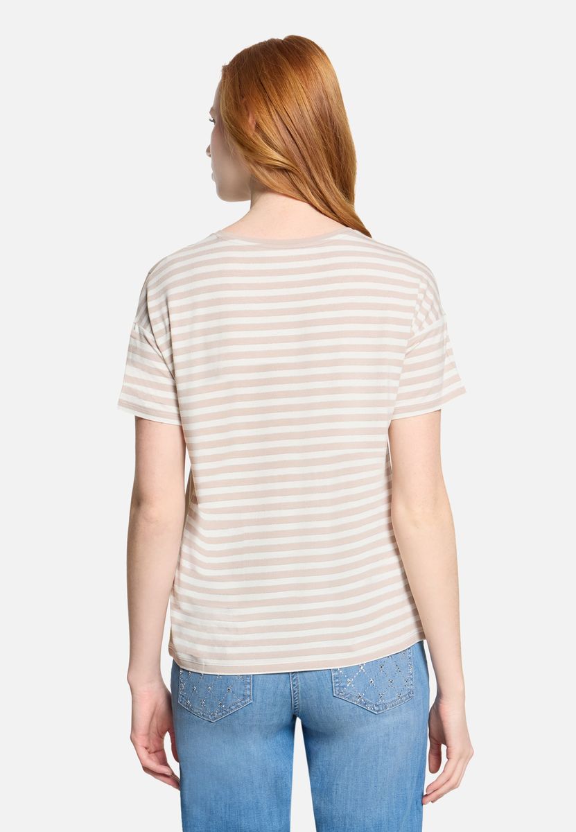 T-Shirt mit Floral-Streifen-Mix