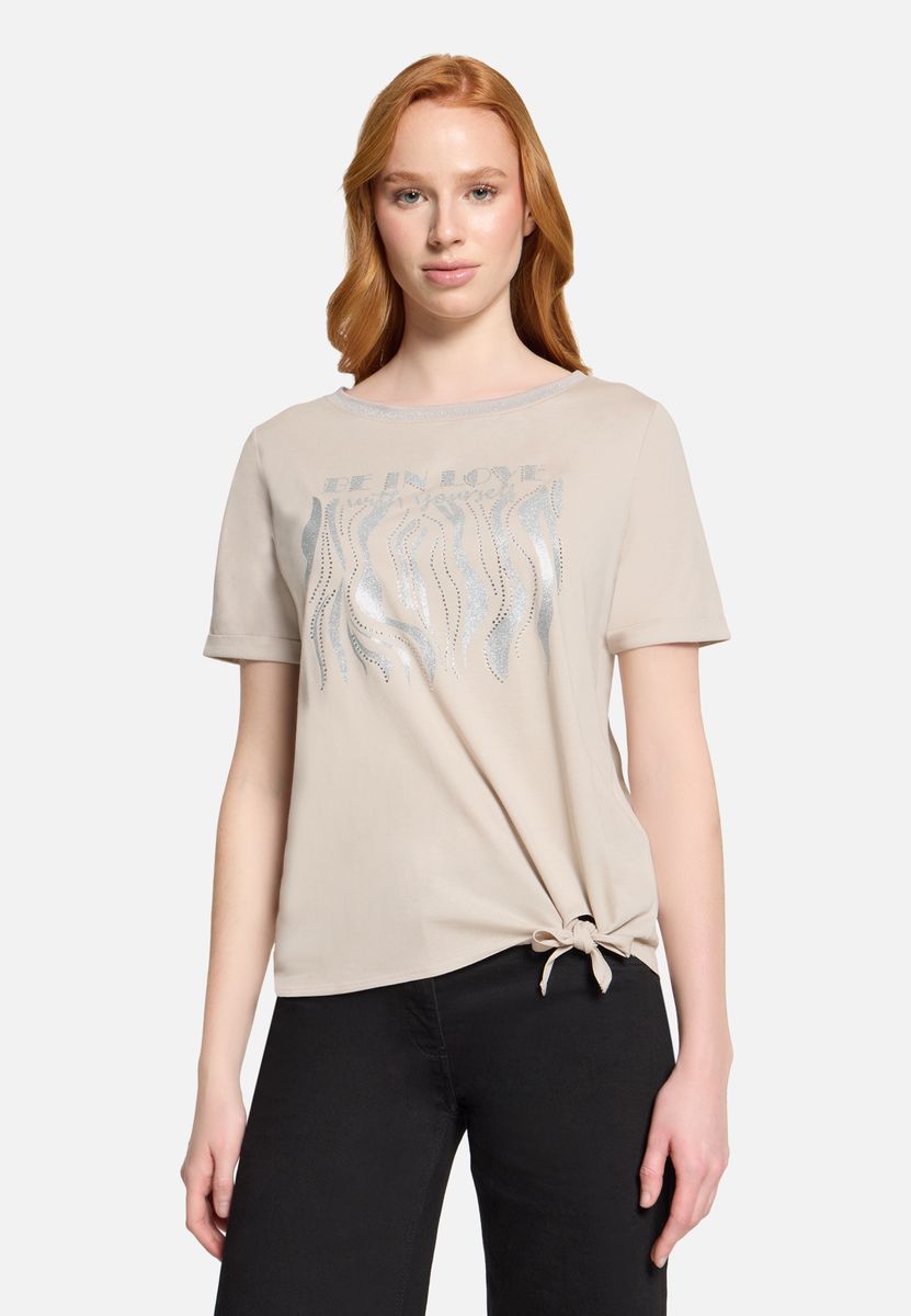 Grafik-T-Shirt mit seitlichem Knoten