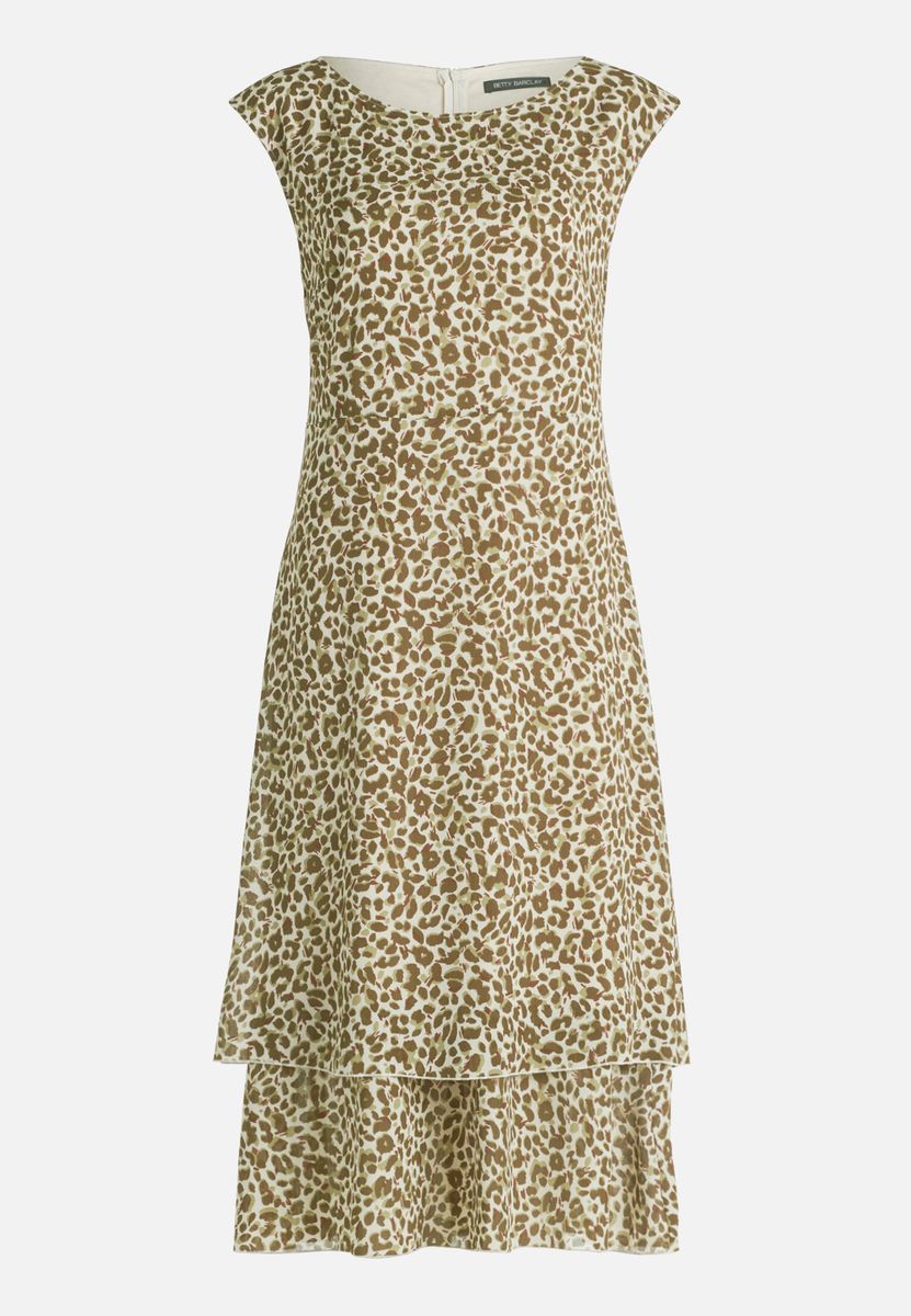 Gestuftes Chiffon-Kleid mit Leopardenmuster