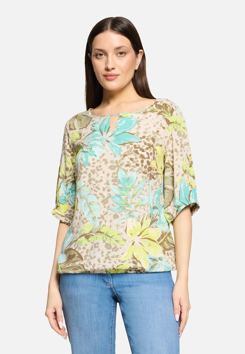 Bluse mit Blumen- und Leopardenmuster