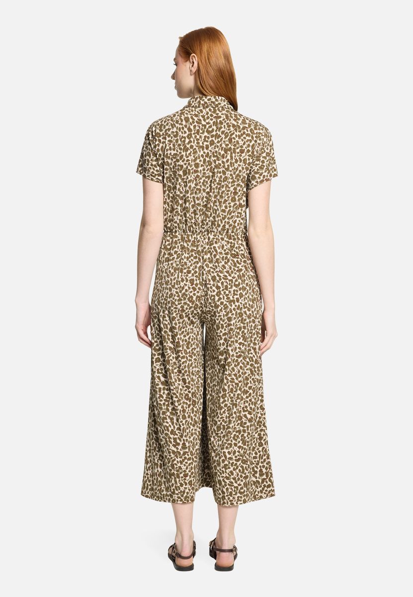Kurzarm-Jumpsuit mit Animal-Print