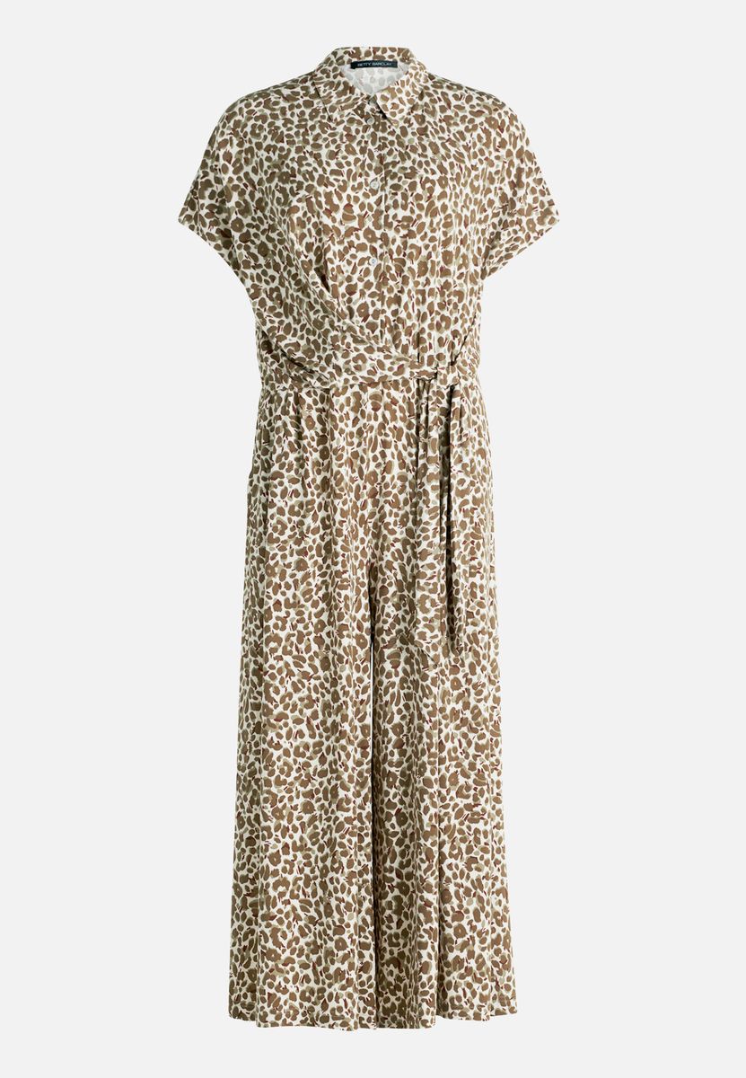 Kurzarm-Jumpsuit mit Animal-Print