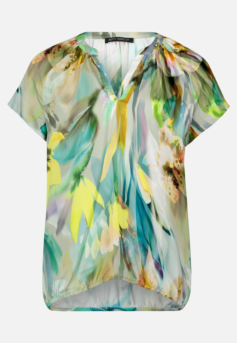 Satin-Bluse mit Blumenprint