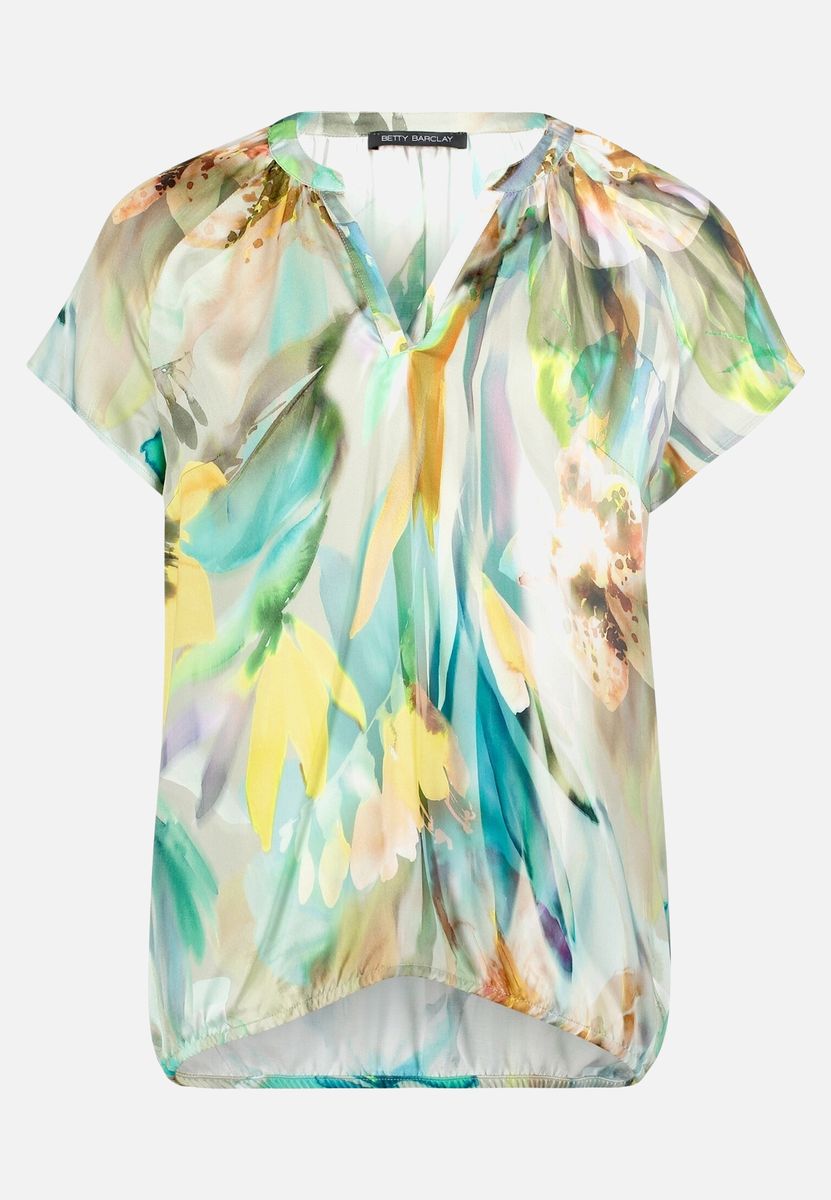 Fließende Satinbluse mit Blumenprint