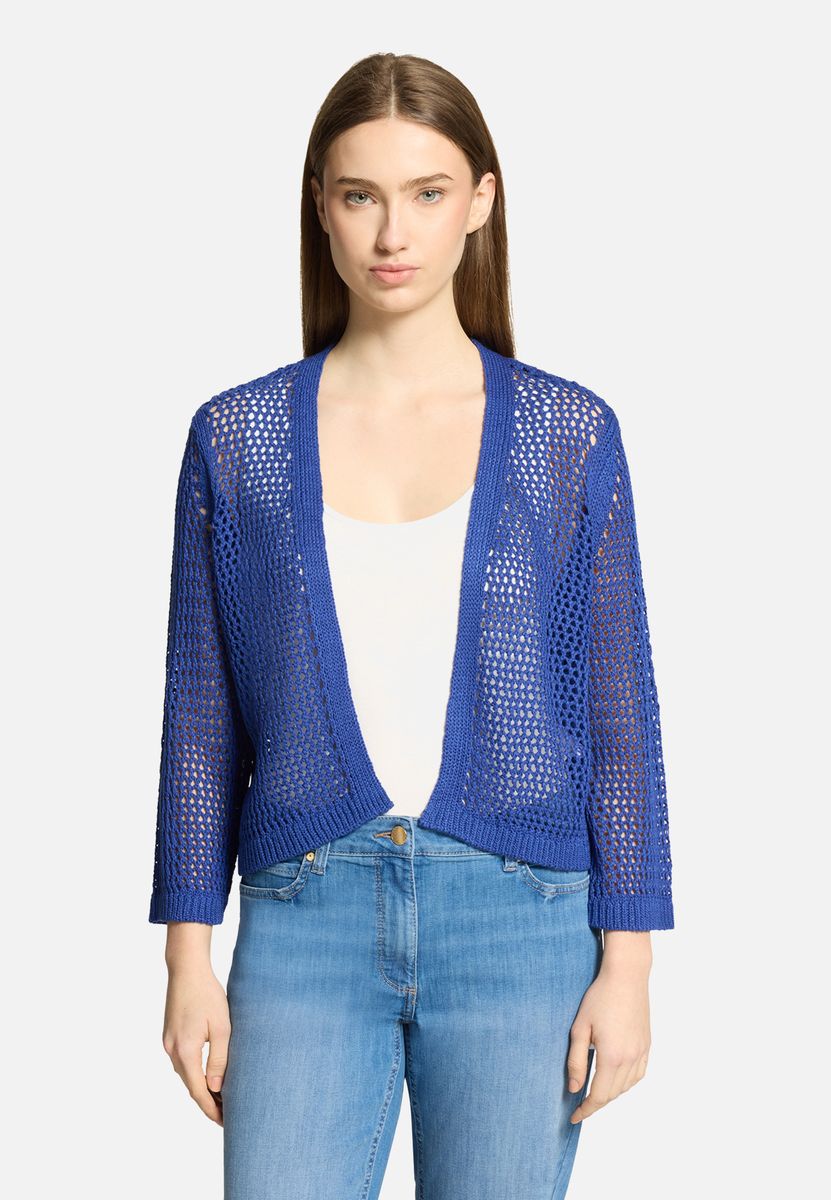 Offene Grobstrickjacke mit Lochmuster