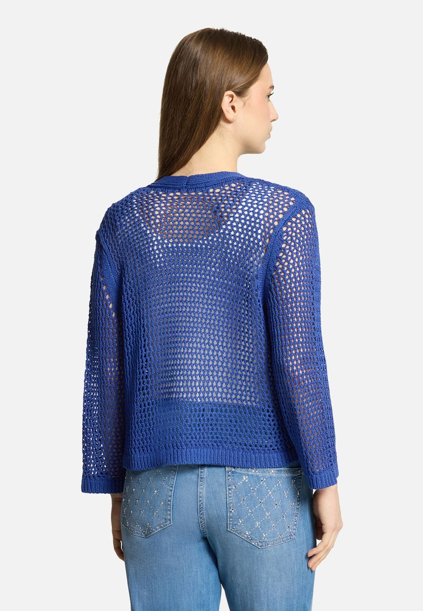 Offene Grobstrickjacke mit Lochmuster