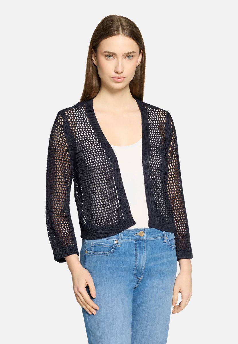 Offene Strickjacke mit Lochmuster