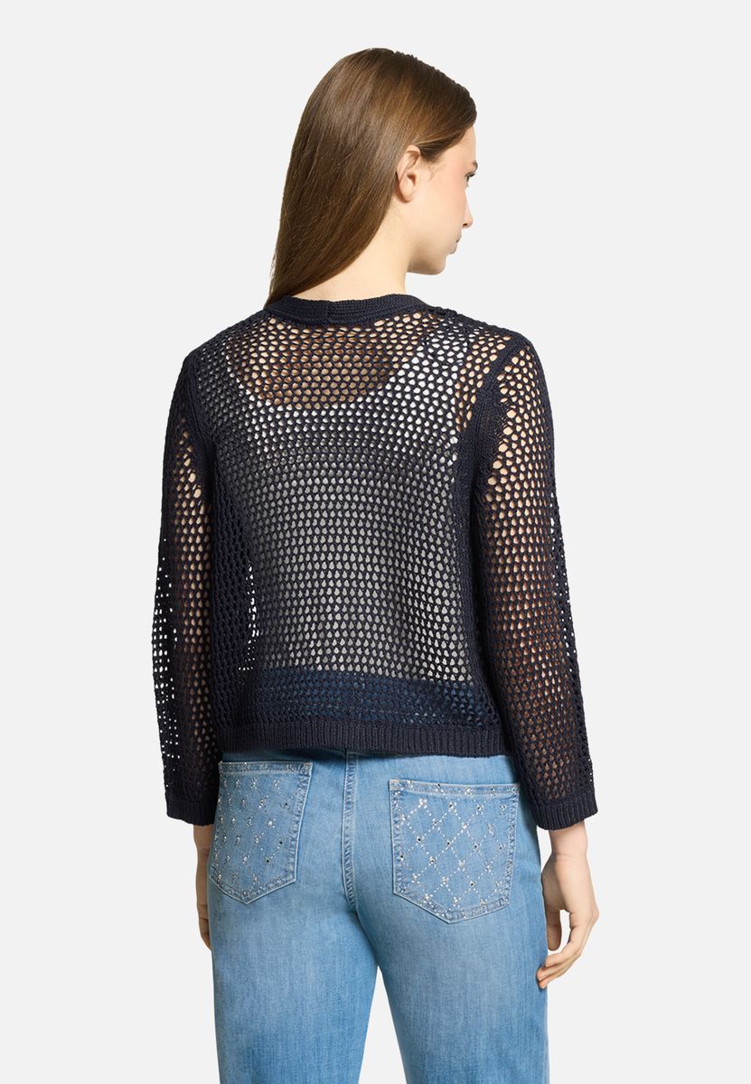 Offene Strickjacke mit Lochmuster