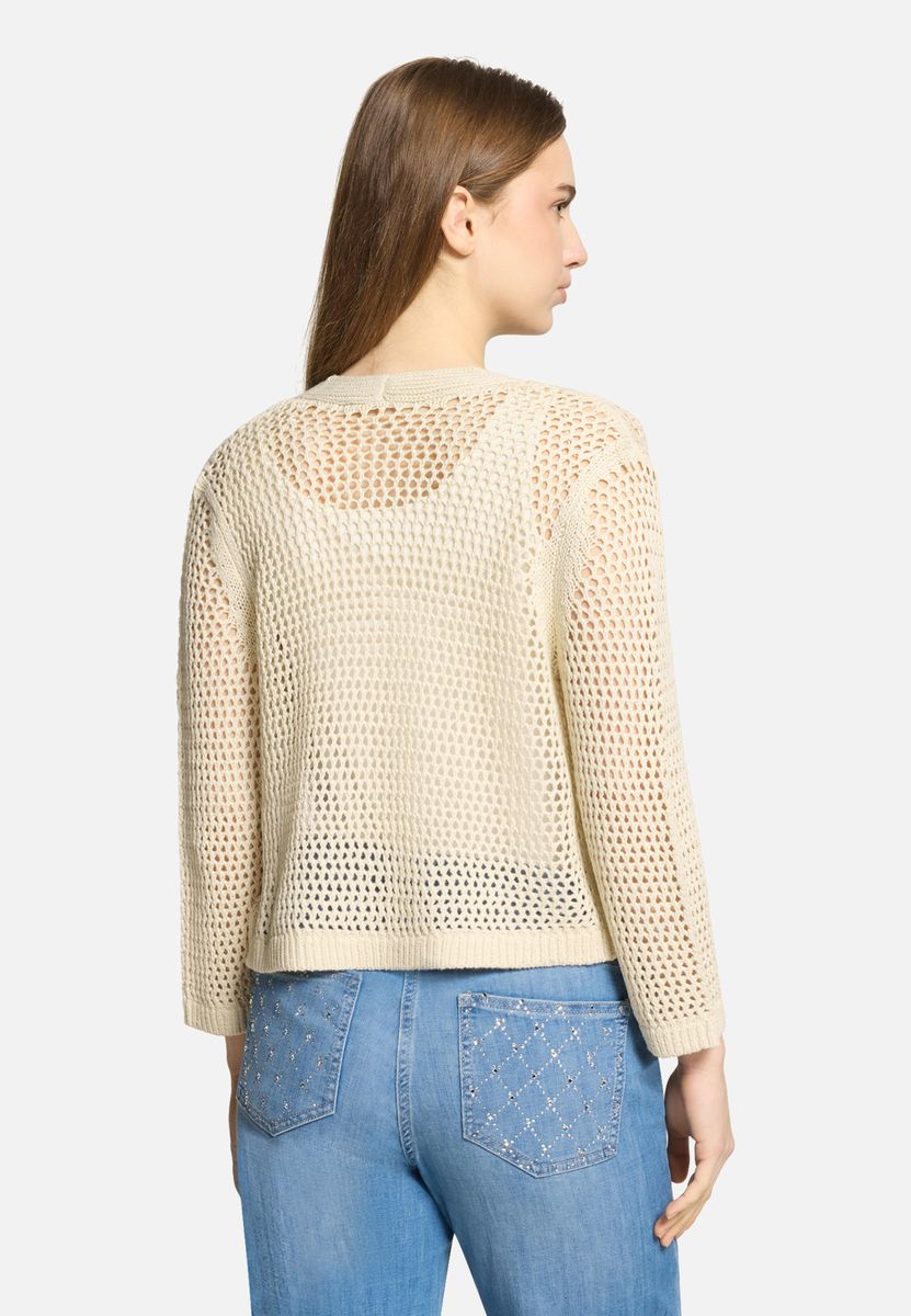 Grobstrickjacke mit Lochmuster