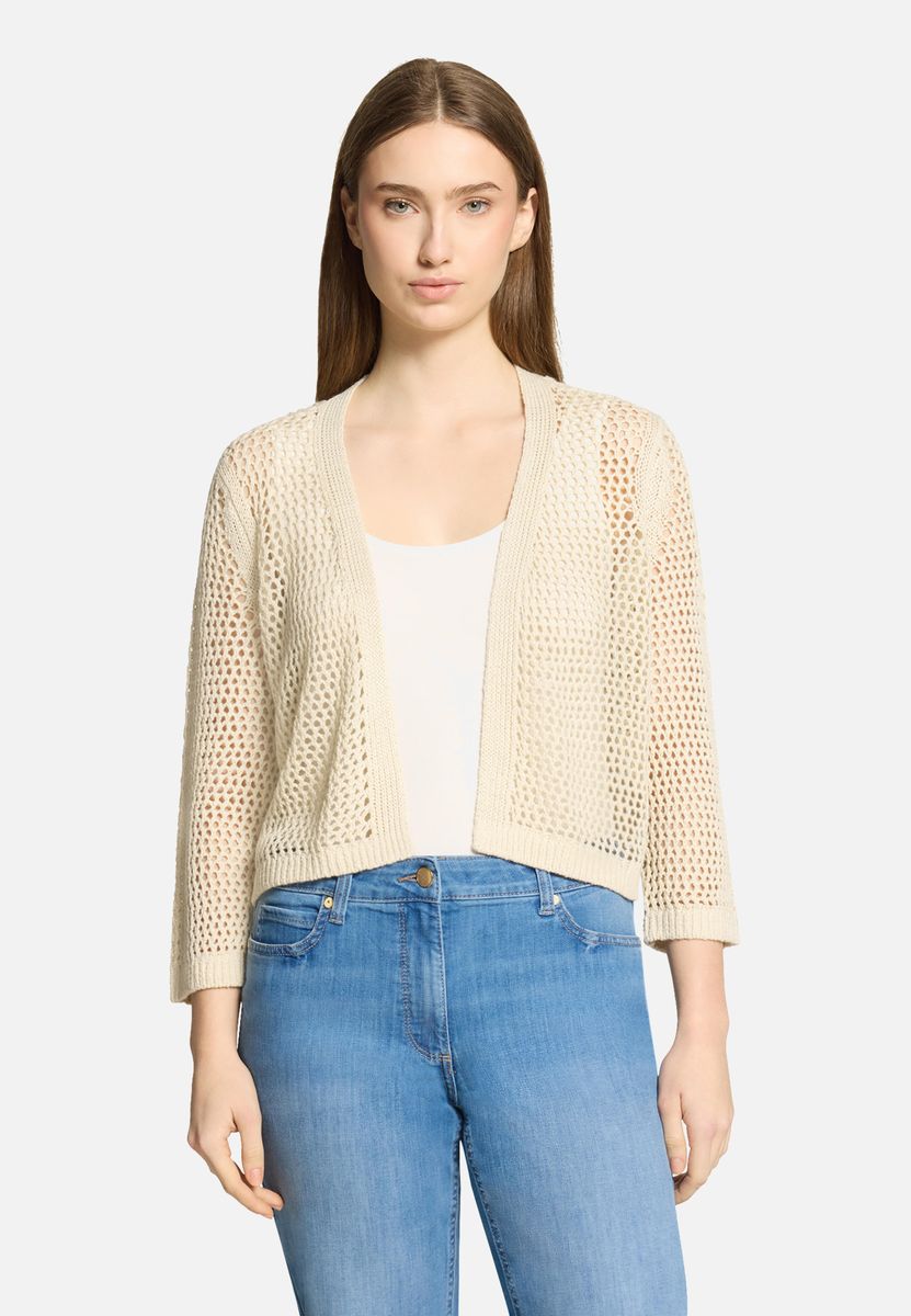 Strickjacke mit Lochmuster ohne Verschluss
