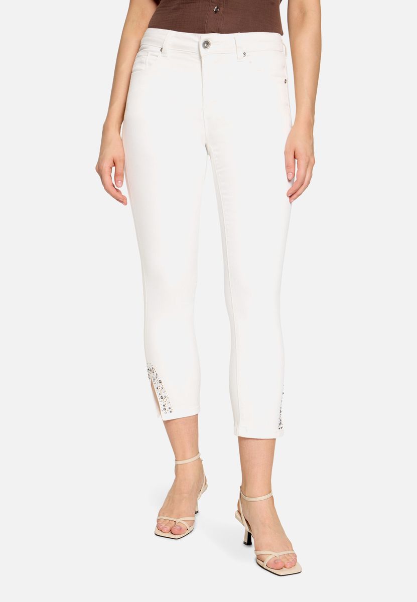 Slim-Fit 7/8-Jeans mit Strass