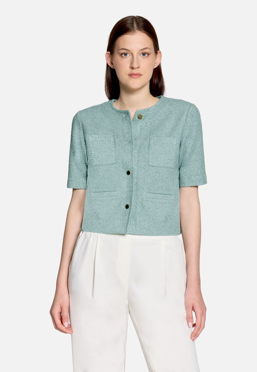 Kurzärmelige strukturierte Bouclé-Jacke