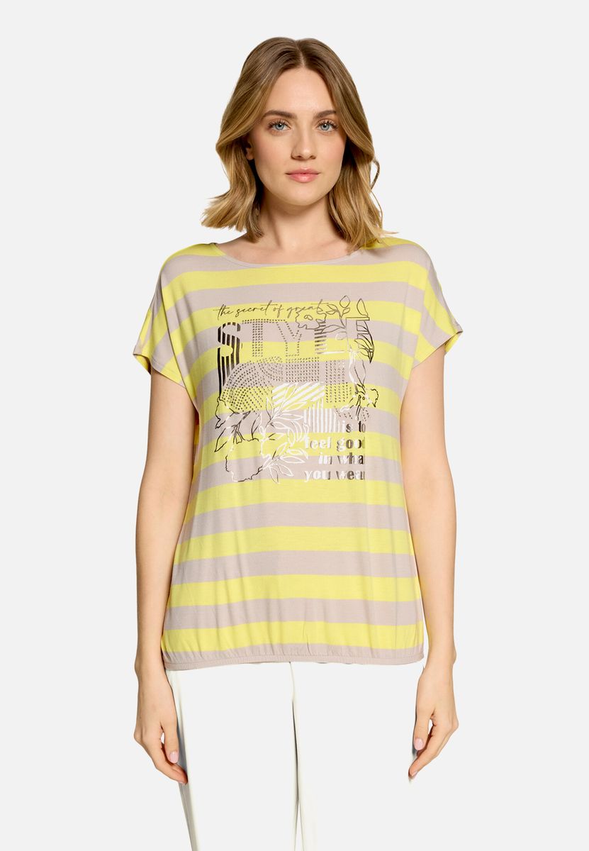Gestreiftes Printshirt mit Gummizug