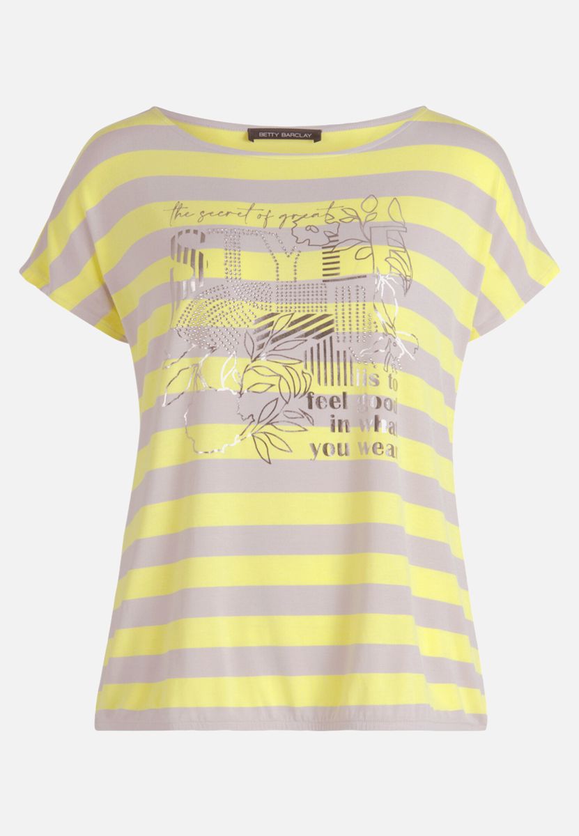 Gestreiftes Printshirt mit Gummizug