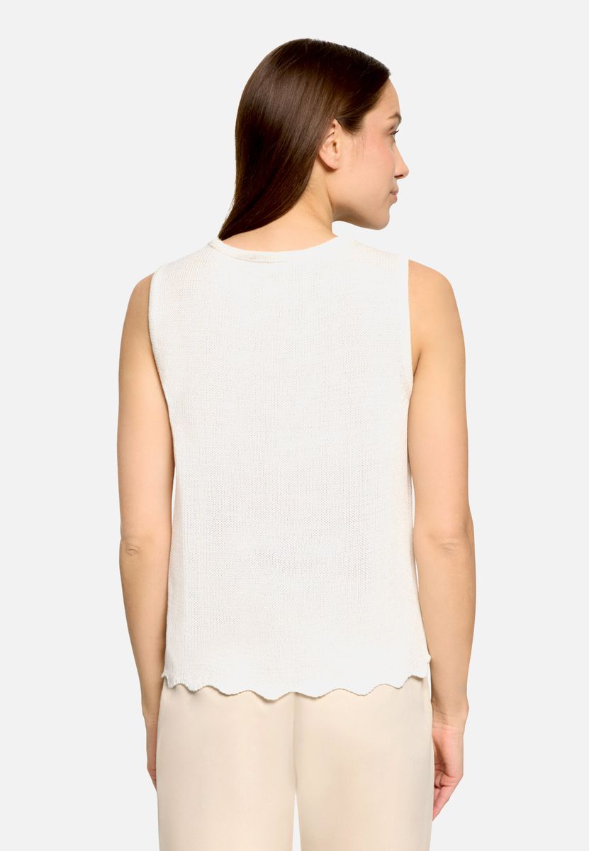 Ärmelloses Stricktop mit Wellensaum