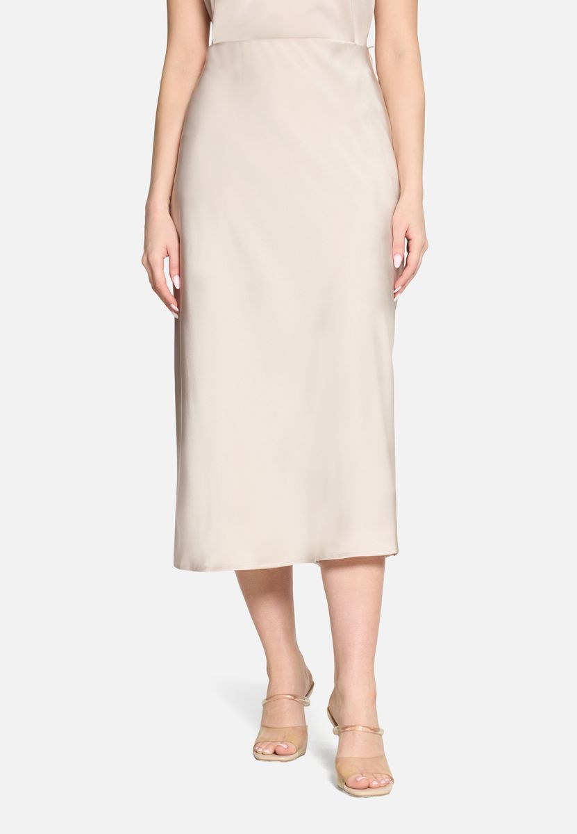 Eleganter fließender Satin-Midirock