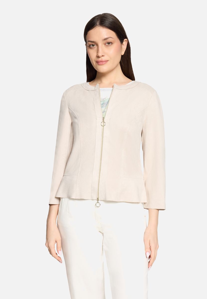 Taillierte Zipper-Blazerjacke mit Schößchen