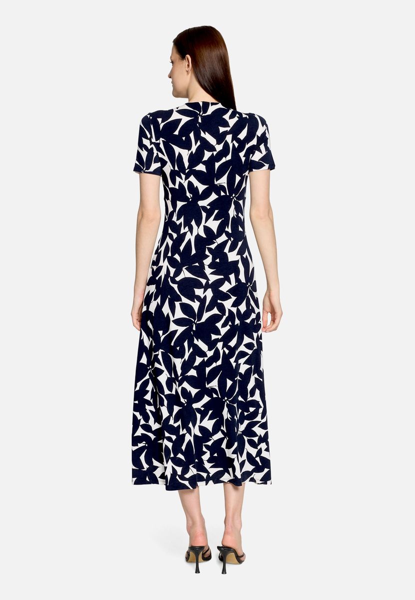 Midikleid mit Blumenmuster und Raffung
