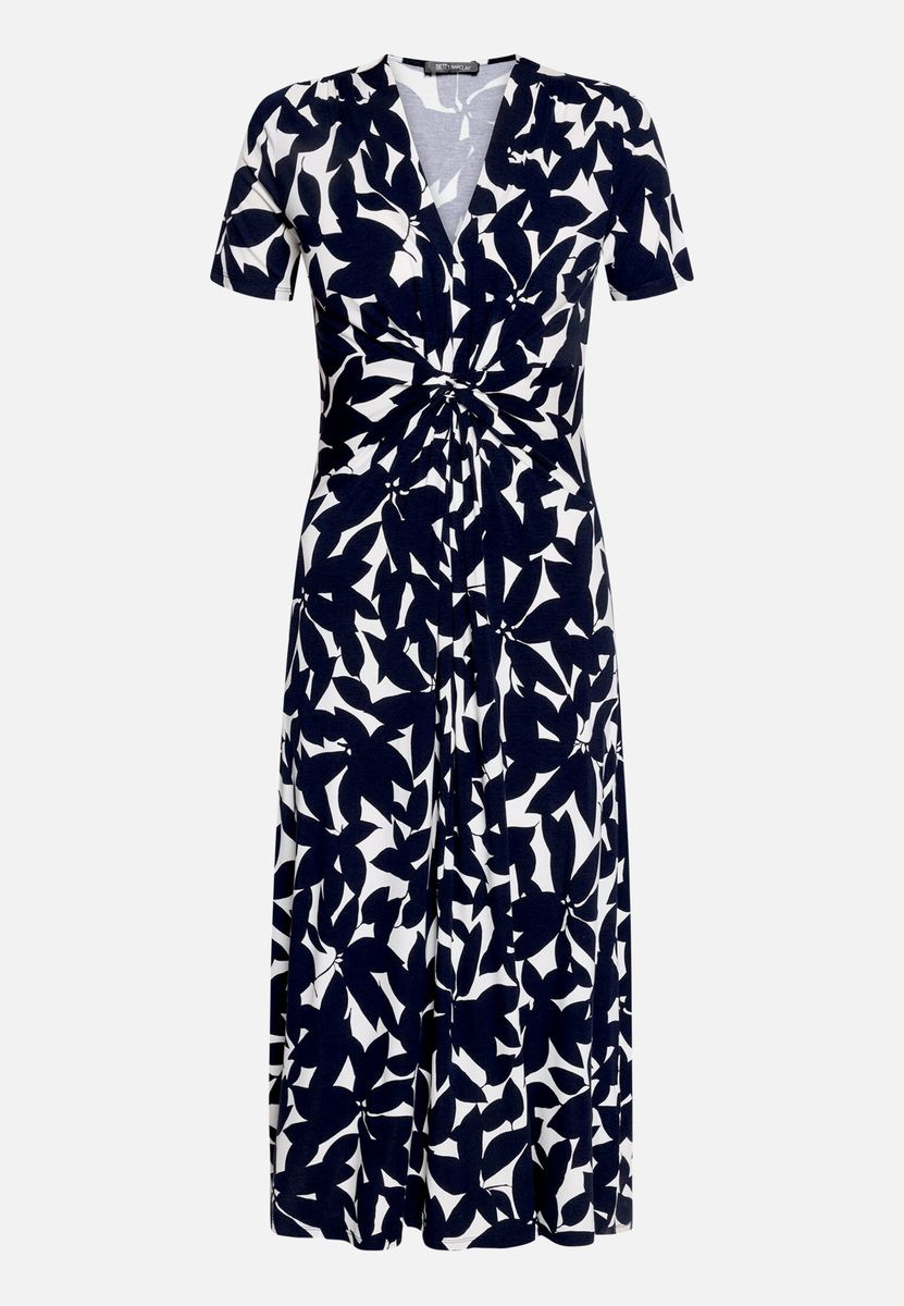 Midikleid mit Blumenmuster und Raffung