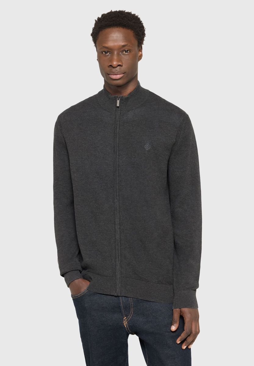 Herren Strickjacke mit Stehkragen und Reißverschluss