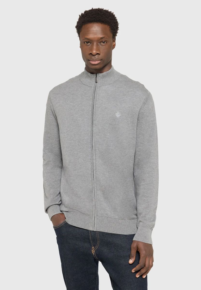 Herren Strickjacke mit Stehkragen und Reißverschluss