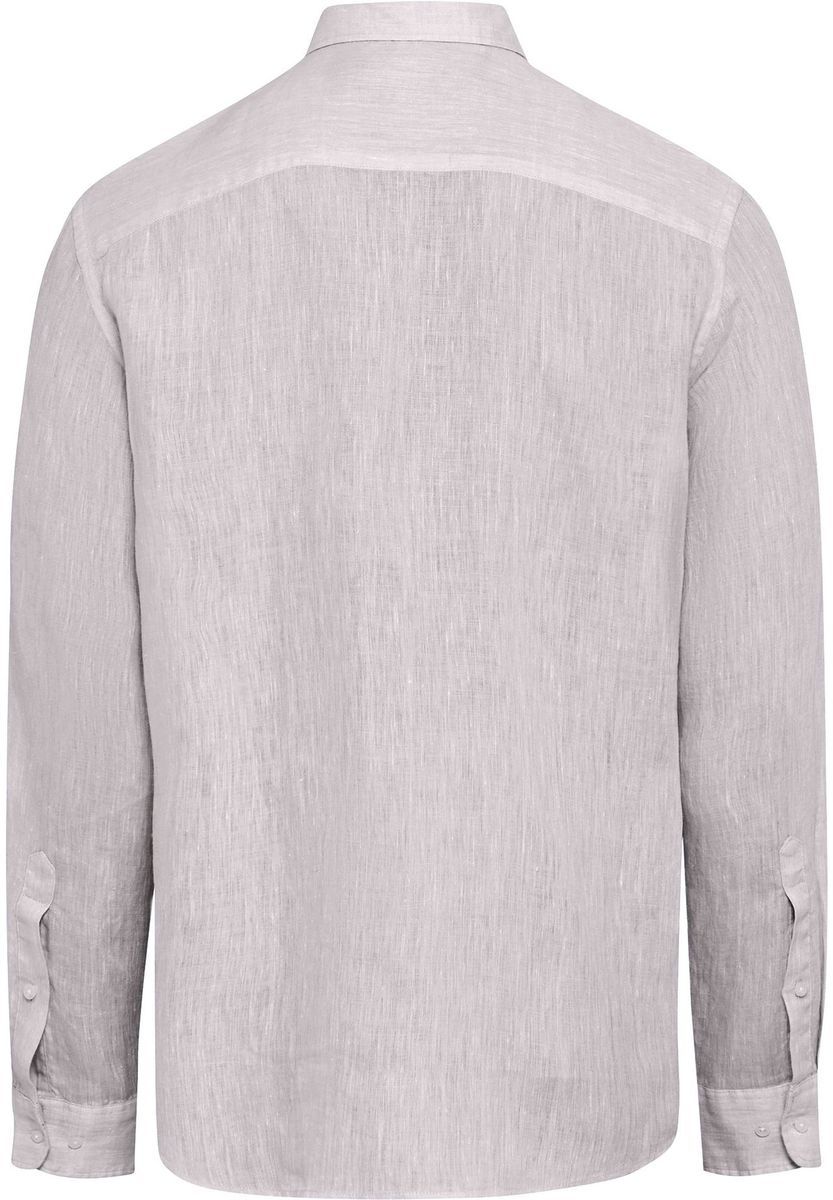 Klassisches Leinen Langarm Button-Down Hemd