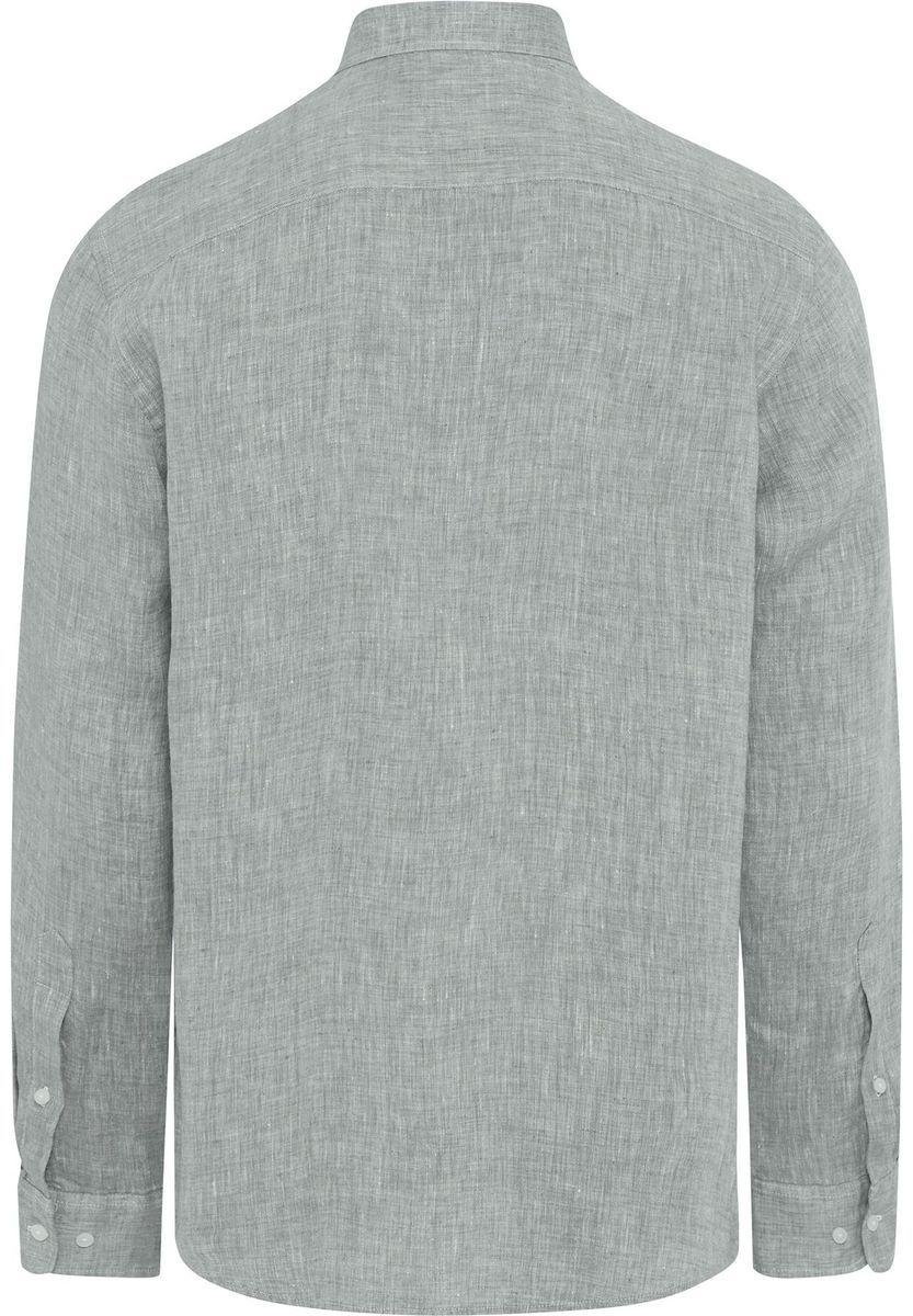 Herren Langarm Leinenhemd mit Knopfleiste