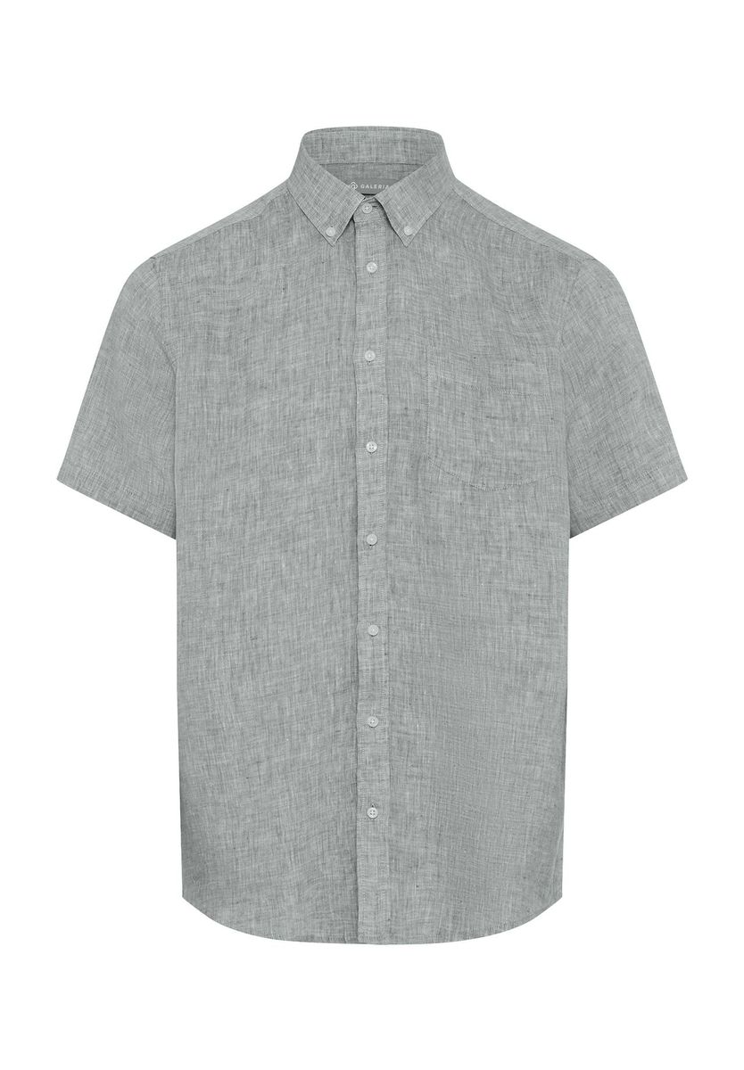 GALERIA Leinenfreizeithemd, Kurzarm, Button-Down-Kragen, für Herren, grün, M