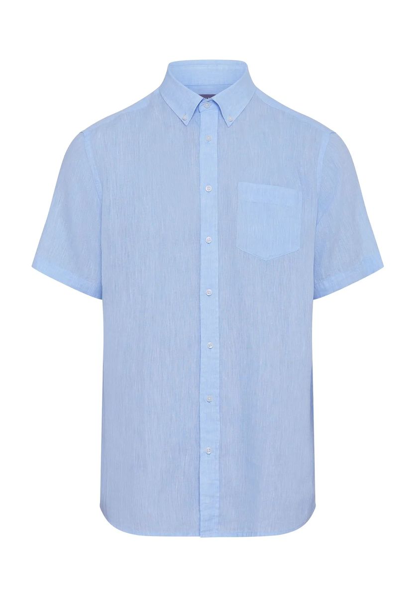 GALERIA Leinenfreizeithemd, Kurzarm, Button-Down-Kragen, für Herren, blau, M