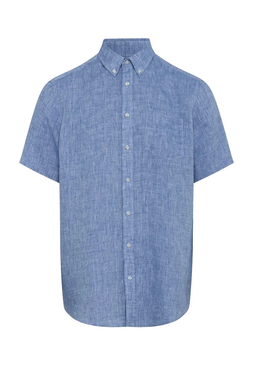 GALERIA Leinenfreizeithemd, Kurzarm, Button-Down-Kragen, für Herren, blau, M
