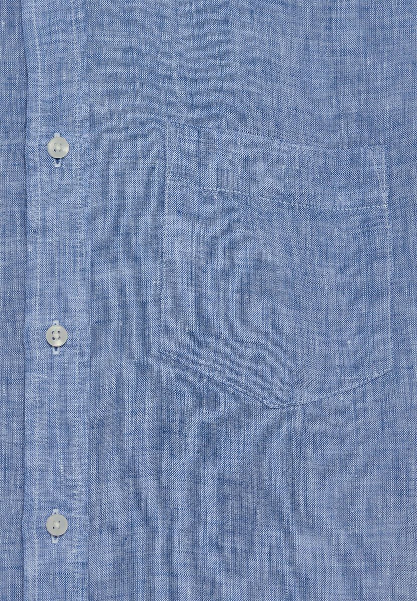 GALERIA Leinenfreizeithemd, Kurzarm, Button-Down-Kragen, für Herren, blau, M