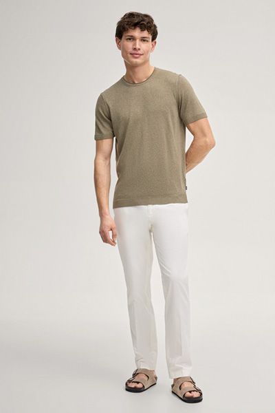 Joop! Marosoro Khaki Strick T-Shirt Leinenmischung Kurzarm