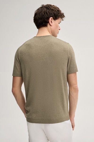 Joop! Marosoro Khaki Strick T-Shirt Leinenmischung Kurzarm