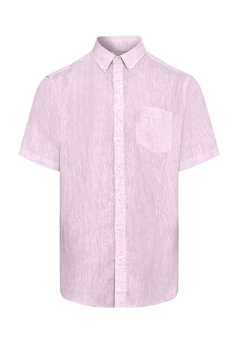 Kurzarm Leinenhemd mit Button-Down-Kragen