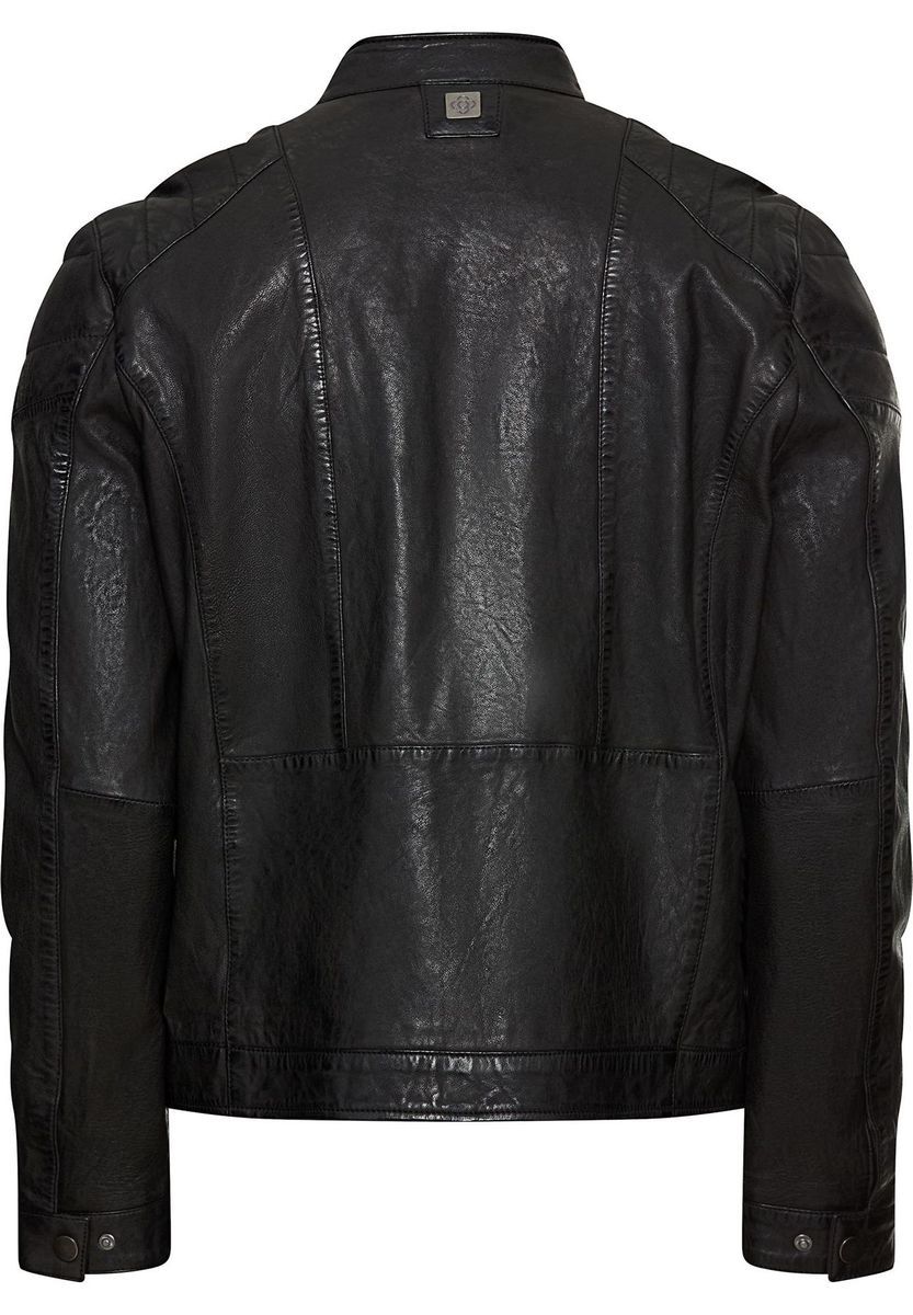 Herren Leder Bikerjacke Stehkragen